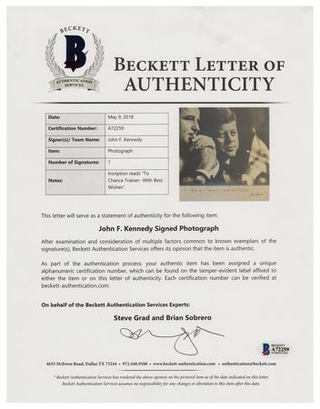 Lot #48 John F. Kennedy Signed Photograph - Image 5