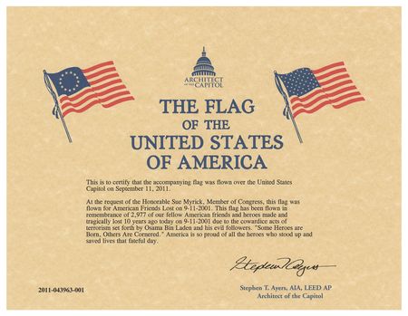 Lot #145 9/11 Flag: Flown Over US Capitol on 10th Anniversary - Image 2
