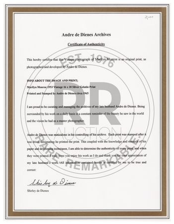 Lot #779 Marilyn Monroe Photograph by Andre de Dienes - Image 3