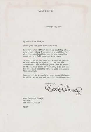 Lot #457 Walt Disney Typed Letter Signed - Image 1