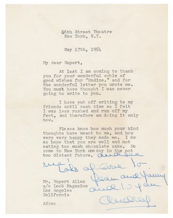 Lot #694 Audrey Hepburn Typed Letter Signed - Image 2