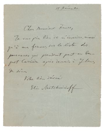 Lot #166 Elie Metchnikoff Autograph Letter Signed - Image 1