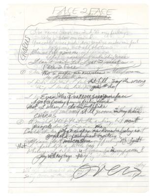 Lot #8052 Prince Handwritten Song Lyrics for 'Face 2 Face' - Image 1