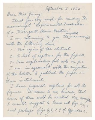 Lot #8025 Enrico Fermi Autograph Letter Signed
