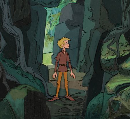 Lot #533 Wart preproduction cel and preliminary background setup from The Sword in the Stone - Image 1