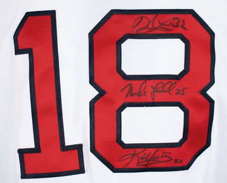 Lot #904 Boston Red Sox: Lowe, Lowell, and Youkilis Signed Jersey - Image 3