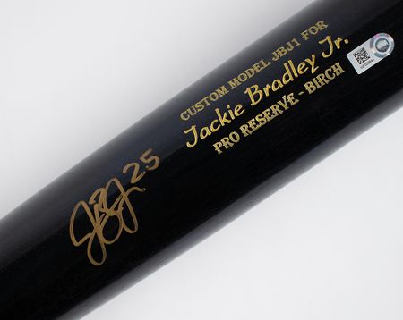 Lot #905 Jackie Bradley, Jr. Signed Baseball Bat - Image 1