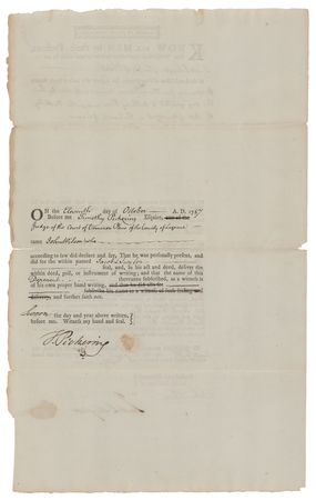 Lot #338 Timothy Pickering Document Signed - Image 1