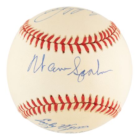 Lot #891 Baseball Hall of Fame Pitchers (6) Signed Baseball - Image 1