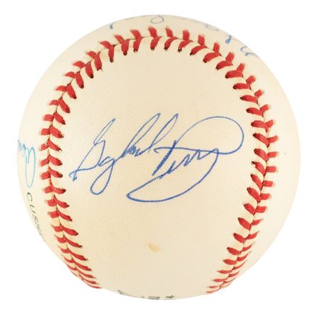 Lot #891 Baseball Hall of Fame Pitchers (6) Signed Baseball - Image 3