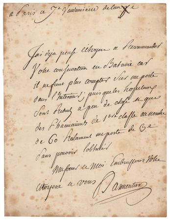 Lot #328 Antoine-Augustin Parmentier Autograph Letter Signed - Image 1