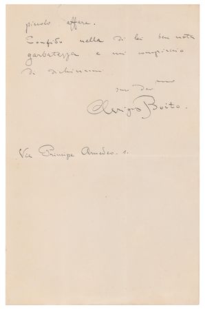 Lot #642 Arrigo Boito Autograph Letter Signed - Image 2