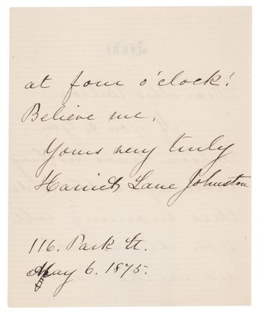 Lot #31 James Buchanan: Harriet Lane Handwritten Letter Signed - Image 2
