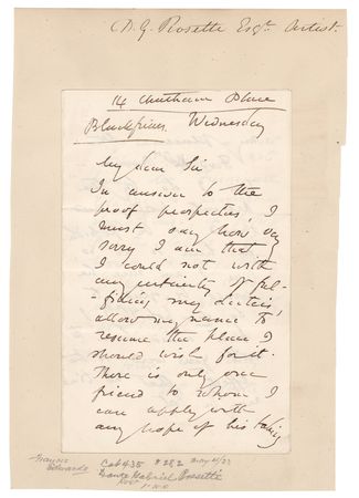 Lot #596 Dante Gabriel Rossetti Autograph Letter Signed - Image 1