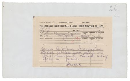 Lot #202 Titanic: Birkhead and Thompson (2) Marconigrams - Image 1