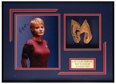 Lot #859 Star Trek Voyager: Jennifer Lien Ears and Signed Photograph - Image 1