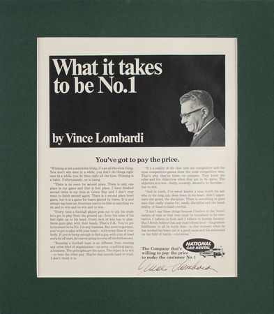 Lot #878 Vince Lombardi Signed Advertisement - Image 2