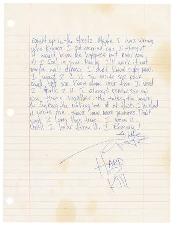 Lot #635 Tupac Shakur: The West Coast rapper writes from prison—