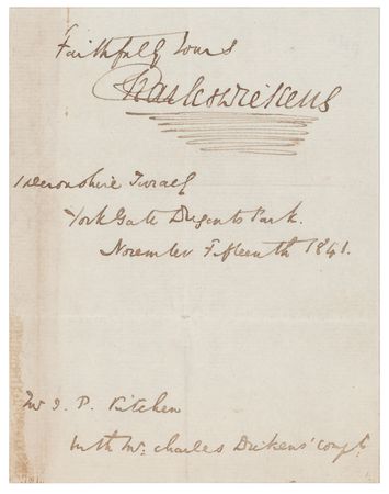 Lot #540. Charles Dickens Signature