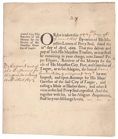Lot #546 Samuel Pepys Autograph Document Signed - Image 1