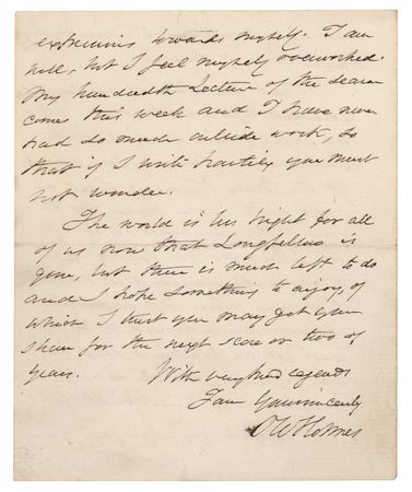 Lot #583 Oliver Wendell Holmes, Sr. Autograph Letter Signed - Image 4