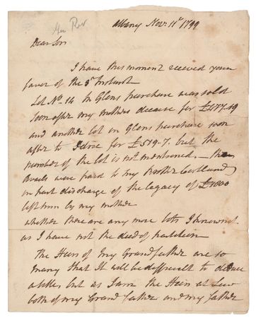 Lot #432 Philip Schuyler Autograph Letter Signed - Image 1