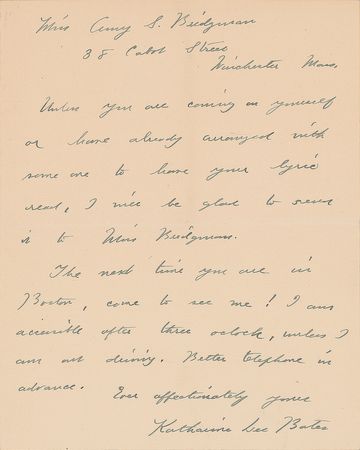 Lot #557 Katherine Lee Bates Autograph Letter Signed - Image 2