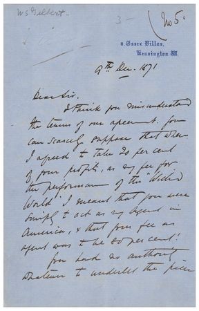 Lot #648 William S. Gilbert Autograph Letter Signed - Image 1