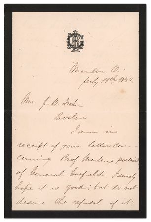 Lot #111 Lucretia Garfield: The former first lady declines a 