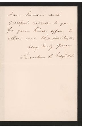Lot #111 Lucretia Garfield: The former first lady declines a 