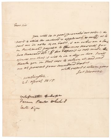 Lot #9 James Monroe Autograph Letter Signed - Image 1