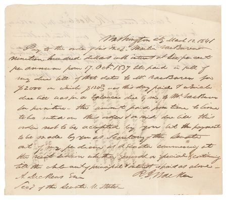 Lot #17 Martin Van Buren Autograph Endorsement Signed - Image 1