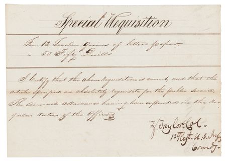 Lot #26 Zachary Taylor Document Signed - Image 1