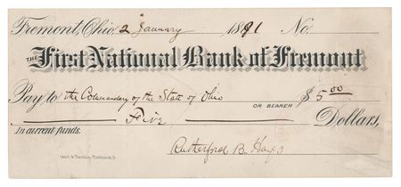Lot #38 Rutherford B. Hayes Signed Check