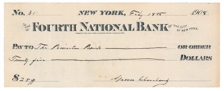 Lot #42 Grover Cleveland Signed Check