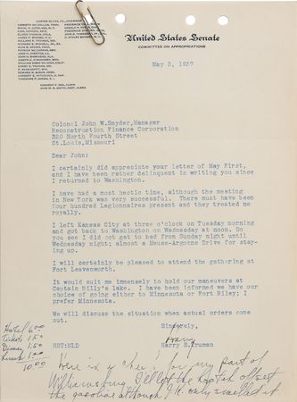 Lot #61 Harry S. Truman Typed Letter Signed and Signed Check - Image 1