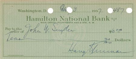 Lot #61 Harry S. Truman Typed Letter Signed and Signed Check - Image 2