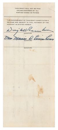 Lot #63 Dwight and Mamie Eisenhower Signed Check - Image 1