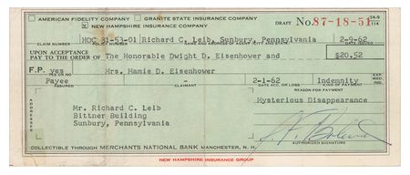 Lot #63 Dwight and Mamie Eisenhower Signed Check - Image 2