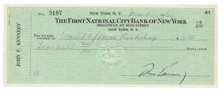 Lot #64 John F. Kennedy Signed Check