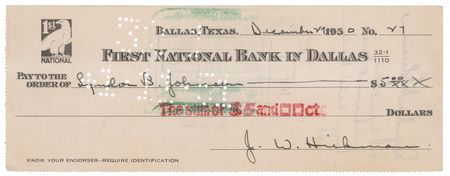 Lot #69 Lyndon B. Johnson Signed Check - Image 2