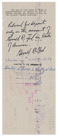 Lot #74 Gerald Ford Signed Check - Image 1