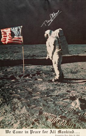 Lot #3234 Buzz Aldrin Signed Poster - Image 1