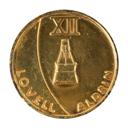 Lot #3065 Buzz Aldrin's Gemini 12 Flown Gold-Plated Fliteline Medallion - Image 1
