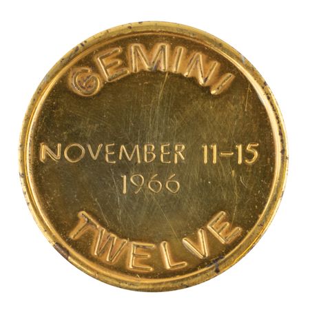 Lot #3065 Buzz Aldrin's Gemini 12 Flown Gold-Plated Fliteline Medallion - Image 2