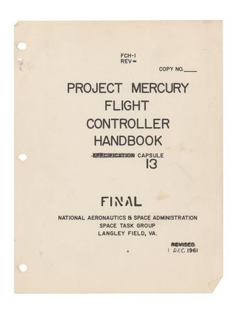 Lot #3005 Gene Kranz's Mercury-Atlas 6 Flight Controller Handbook - Image 1