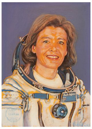 Lot #3675 Soyuz TMA-14/ISS Flown Painting by Jan Fekete: Claudie Haignere - Image 1