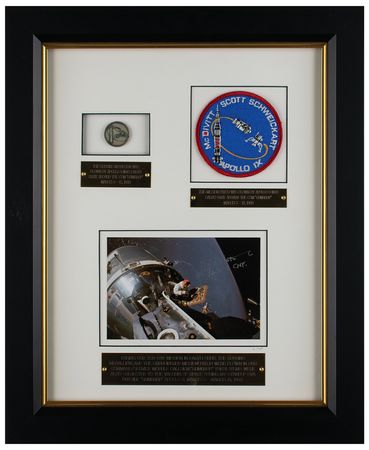 Lot #3163 Apollo 9 Flown Robbins Medallion and Patch Display from the Collection of Dave Scott - Image 1