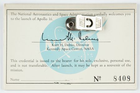Lot #3417 Alan Bean's Apollo 16 Launch Viewing Badge - Image 2