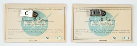 Lot #3376 Alan Bean's Pair of Apollo 15 Launch Viewing Badges - Image 2